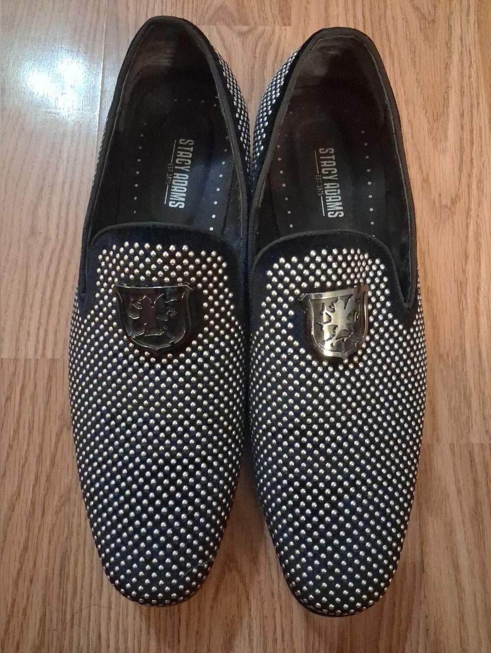 STACY ADAMS Black Loafers with Silver Studs.  Mens. Size 10.5 M.